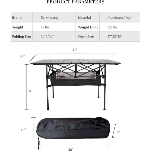  Barry.Wang TOP Aluminum Camping Table,Easy Carry Picnic Folding Table with Storage Bag Heavy Duty RV BBQ Cooking Indoor Outdoor