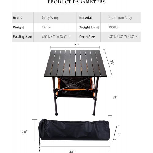  Barry.Wang Easy Carry Camping Table, Picnic Folding Portable Table with Storage Bag Heavy Duty RV BBQ Cooking