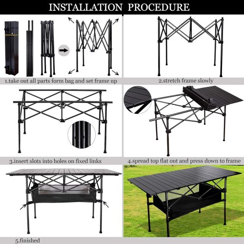  Barry.Wang Easy Carry Camping Table, Picnic Folding Portable Table with Storage Bag Heavy Duty RV BBQ Cooking