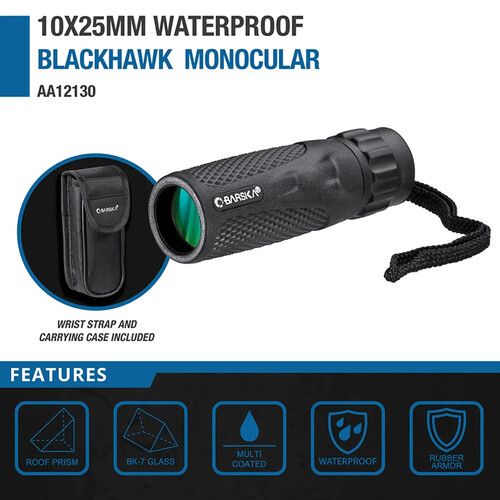  Barska 10x25 WP Blackhawk Monocular (Matte Black)