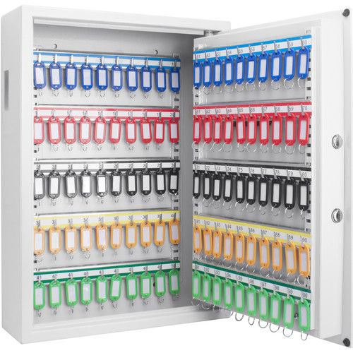  Barska 100-Key Cabinet Digital Wall Safe with Key Lock (White)