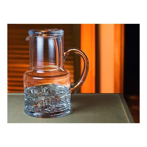  Barski - European Quality Glass - 2 Piece Water Set -Bedside Night Water Carafe/Desktop Water Carafe - With Handle - With Tumbler - Carafe is 18 oz. - Made in Europe