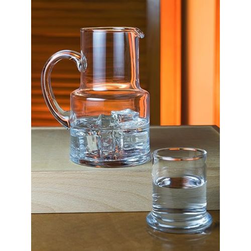  Barski - European Quality Glass - 2 Piece Water Set -Bedside Night Water Carafe/Desktop Water Carafe - With Handle - With Tumbler - Carafe is 18 oz. - Made in Europe