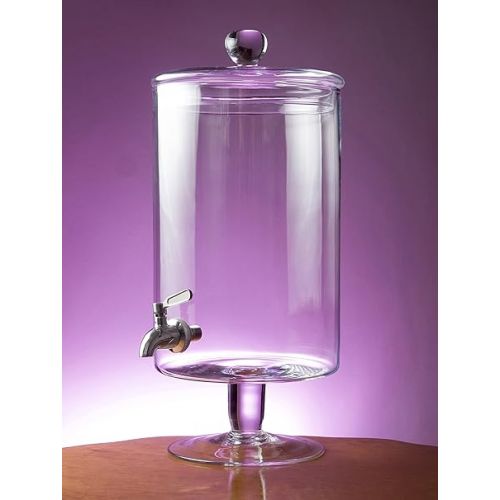  Glass - Beverage Dispenser - Cold Drink Dispencer - Iced Beverage Server -2 Gallon - 7.5 Liter (256 Fl. Oz.) - with Stainless Steel Spigot - Knob - - by Barski - Made in Europe