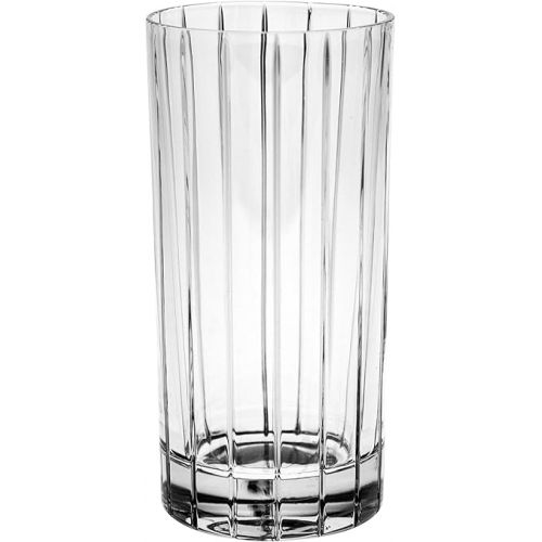  Barski - European Quality Glass- Crystal - Set of 6 - Highball - Hiball Tumblers - 14 oz. - with Classic Clear Striped Design on tumbler - Glasses are Made in Europe