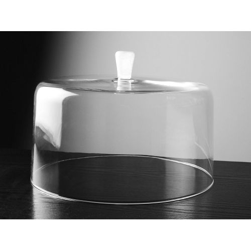  Barski - Euorpean Quality Glass - Large - Glass Clear - Cake Dome - with Opal (white) Knob - 11.5 Diameter - Made in Europe