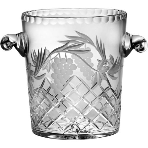  Barski - Hand Cut - Mouth Blown - Crystal - Ice Bucket - 8.5 H - With Grapevine Design - Made in Europe