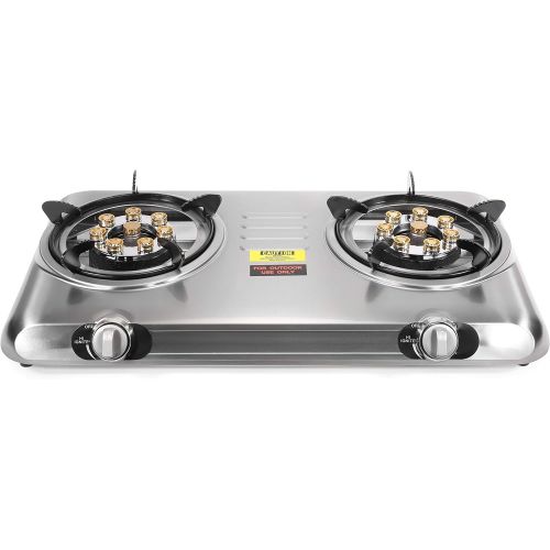  Barton Portable Propane Gas Range 2-Burner Stove Cooktop Auto Ignition Outdoor Grill Camping Stoves Tailgate LPG