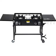 Barton Outdoor Camping Propane Double Burner Stove 2 Folding Cook Cooking Station Stand Picnic BBQ Grill 58,000 BTU, Black