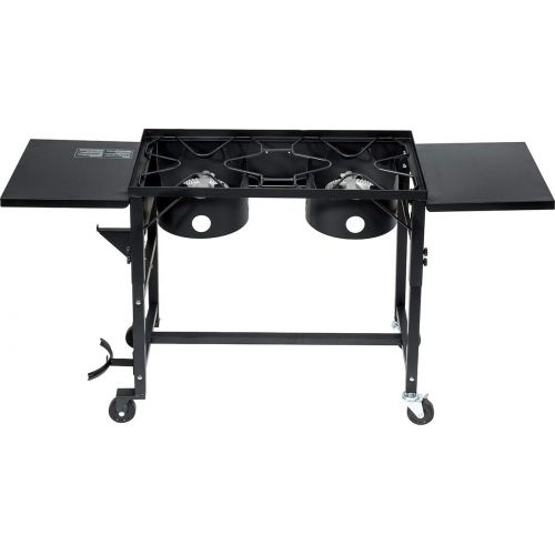  Barton Outdoor Camping Propane Double Burner Stove 2 Folding Cook Cooking Station Stand Picnic BBQ Grill 58,000 BTU, Black