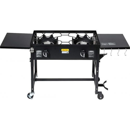  Barton Outdoor Camping Propane Double Burner Stove 2 Folding Cook Cooking Station Stand Picnic BBQ Grill 58,000 BTU, Black
