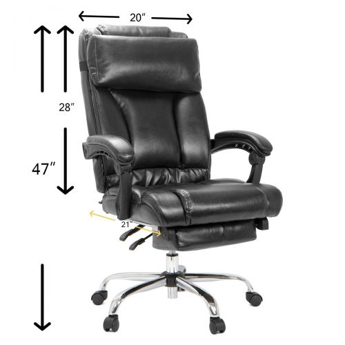  Barton High Back Office Chair with Extend Footrest Pad (Black)