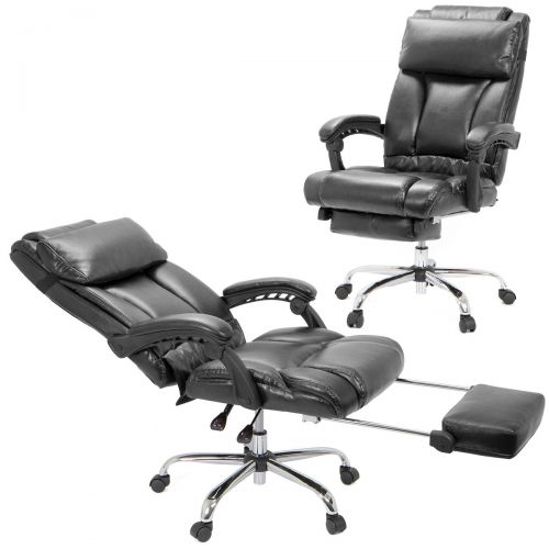  Barton High Back Office Chair with Extend Footrest Pad (Black)