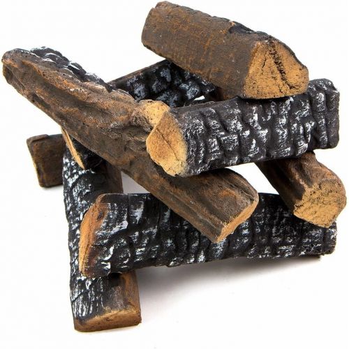  Barton Fireplace Decoration 10 Piece of Petite Ceramic Wood Fireplace Log Gas Vented Insert Realistic Logs Accessories
