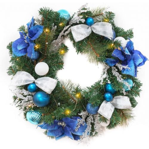  Barton Artificial Pre-Lit Teardrop Swag Wreath Garland Hanging Ornaments Christmas Wreath Garland Ornaments Battery Operated Bundle Set