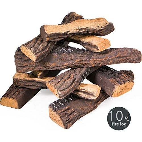  Barton Fireplace Decoration Petite Ceramic Wood, Gas Fireplace Log Set, 10 Piece Set