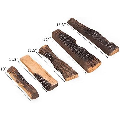  Barton Fireplace Decoration Petite Ceramic Wood, Gas Fireplace Log Set, 10 Piece Set