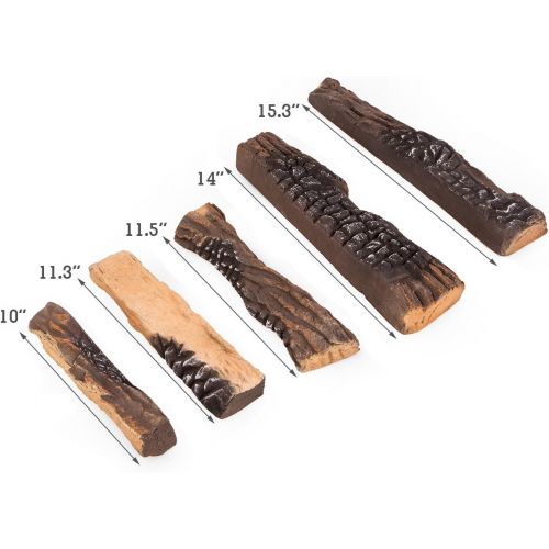  Barton Fireplace Decoration Petite Ceramic Wood, Gas Fireplace Log Set, 10 Piece Set