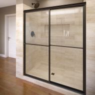 Basco Shower Door Basco Infinity Shower Door Framed Clear Glass Sliding Door, Oil-Rubbed Bronze