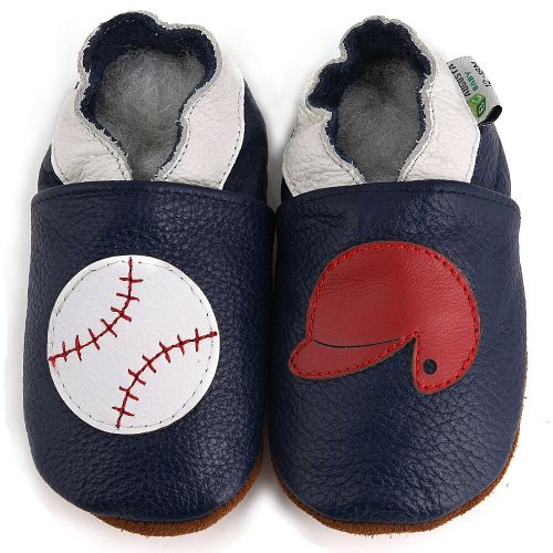  Baseball Soft Sole Leather Baby Shoes by Augusta Baby