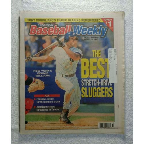  Bernie Williams (New York Yankees) - The Best Stretch-Drive Sluggers - Baseball Weekly Magazine - August 19, 1997 - Tony Conigliaros Tragic Beaning Remembered
