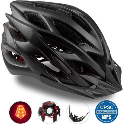  [아마존베스트]Basecamp Specialized Bike Helmet, Bicycle Helmet CPSC&CE Certified with Helmet Accessories-LED Light/Removable Visor/Portable Bag Cycling Helmet BC-DDTK Adjustable for Adult Men&Wo