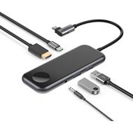 [아마존 핫딜]  [아마존핫딜]USB C Hub (2019 Update), USB C to iWatch Wireless Charger Adapter, Baseus 6 in 1 Type-C Adapter with Apple Watch Wireless Charger, 4K HDMI,60W Power Delivery,Audio/Mic,2 USB3.0 Por