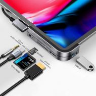 [아마존 핫딜] Baseus iPad Pro USB C Hub, 6-in-1 Aluminum Dongle Adapter with 4K HDMI, USB-C PD Charging, SD/Micro Card Reader, USB 3.0 & 3.5mm Headphone Jack, Docking Station Compatible with iPa