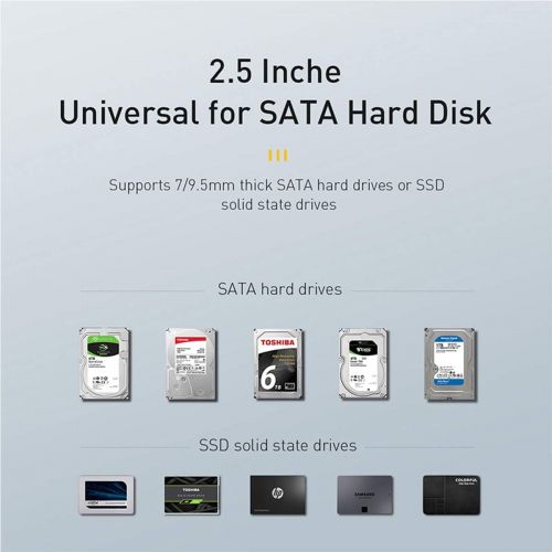  Baseus 2.5 inch Hard Drive Enclosures,Portable Miro USB B to SATA HDD SSD Case for 9.5mm 7mm Hard Drive,Compatible with Toshiba, Samsung, Xbox,PS4… (Type-C(GEN2))