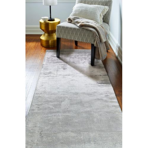  Bashian radiance collection WZ hand loomed 100% banana silk area rug, 2.6 x 8, Oyster