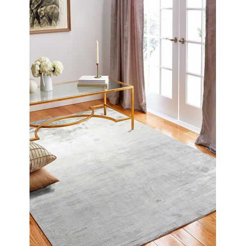  Bashian radiance collection WZ hand loomed 100% banana silk area rug, 2.6 x 8, Oyster