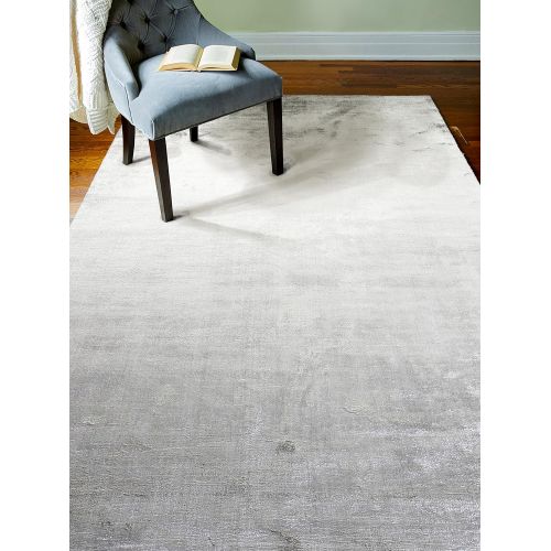  Bashian radiance collection WZ hand loomed 100% banana silk area rug, 2.6 x 8, Oyster