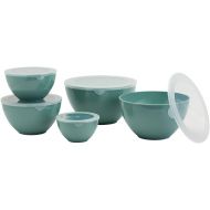 Basic Essentials 10 Piece Plastic Nesting Mixing Bowls with Lids Set for Kitchen, Baking, Meal Prep, Cooking, Space Saving, Food Storage, Multiple Sizes, Fern Green