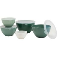 Basic Essentials 10 Piece Plastic Nesting Mixing Bowls with Lids Set for Kitchen, Baking, Meal Prep, Cooking, Space Saving, Food Storage, Multiple Sizes, Gradient Fern Green