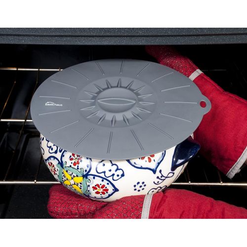  Basic Haus Microwave Cover Silicone Lids - Set of 5: 6 8 10 12 14 - Suction Covers For Pots, Frying Pans, Bowls, Cups, Skillets - Splatter Protection - Easy Food Storage - BPA Free