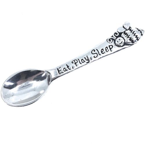  [아마존베스트]Basic Spirit Keepsake Infant Baby Spoon Eat Play Sleep Bumble Bee Handmade Pewter