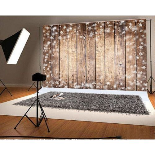  Kate 10x10ft Christmas Glitter Brown Wood Backdrop for Photography Snowflake Background Baby Birthday Party Table Booth Prop Seamless Cotton Backdrop