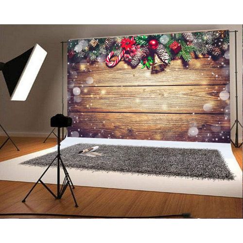  Kate 10x10ft Christmas Glitter Brown Wood Backdrop for Photography Snowflake Background Baby Birthday Party Table Booth Prop Seamless Cotton Backdrop