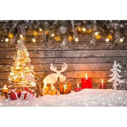  Kate 10x10ft Microfiber Christmas Photography Backdrops Fireplace Garland Seamless Photo Booth Prop Gold Star Bell Christmas Tree Background for Photo Studio