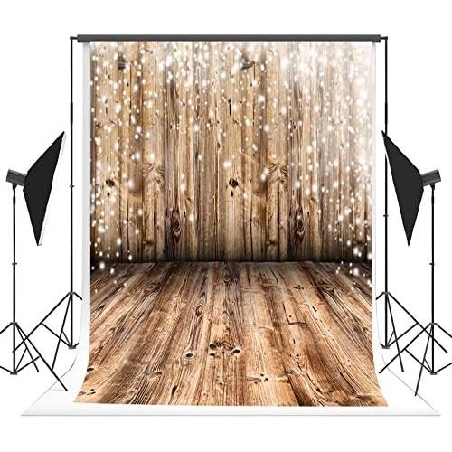  Kate 8x8 ft Light Brown Wood Floor and Wall Photo Backgrounds no Wrinkle Christmas Photography Backdrops for Wedding Seamless Backdrop