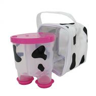 [아마존베스트]Basilic Baby Formula Milk Powder Dispenser/Snack Storage Cow Pattern - 3 Compartment (Pink)