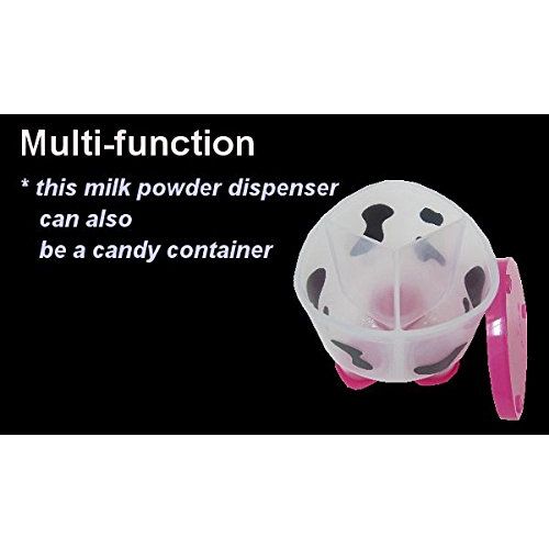  [아마존베스트]Basilic Baby Formula Milk Powder Dispenser/Snack Storage Cow Pattern - 3 Compartment (Pink)