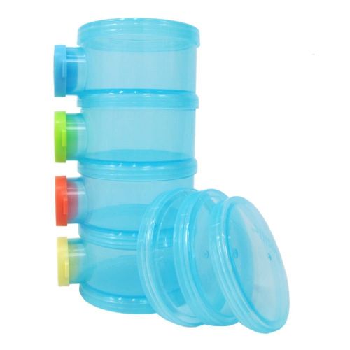  [아마존베스트]Basilic Baby Formula Dispenser/Milk Powder Container/Snack Storage/Pot - 4 Compartment (Blue)