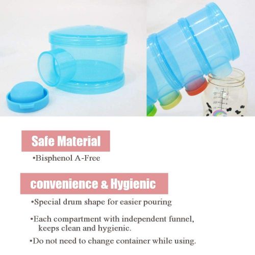  [아마존베스트]Basilic Baby Formula Dispenser/Milk Powder Container/Snack Storage/Pot - 4 Compartment (Blue)