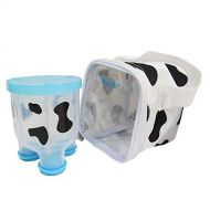 [아마존베스트]Basilic Baby Formula Milk Powder Dispenser/Snack Storage Cow Pattern - 3 Compartment (Blue)