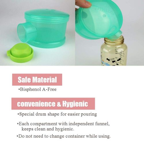  [아마존베스트]Basilic Baby Formula Dispenser/Milk Powder Container/Snack Storage/Pot - 4 Compartment (Green)