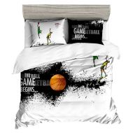 Beddingwish Basketball Playing Games Pattern Bedding Set,3D Microfiber Table Tennis Sports Bed Set Men Teens Boys, Full/Queen Size