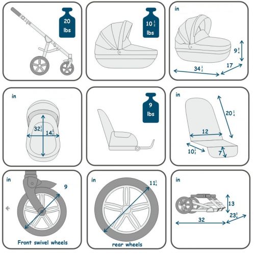  ROAN BASS Soft Stroller 2-in-1 with Bassinet for Baby, Toddler’s Five Point Safety Reversible Seat, Swivel Air-Inflated Wheels, Unique Shock Absorbing System and Great Storage Bask