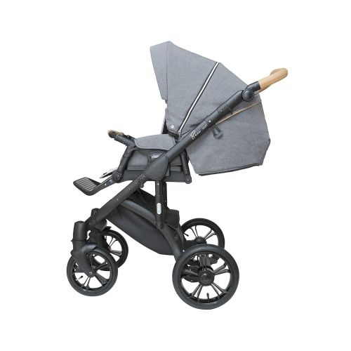  ROAN BASS Stroller with Bassinet and Reversible Seat 2-in-1 (Steely Gray)