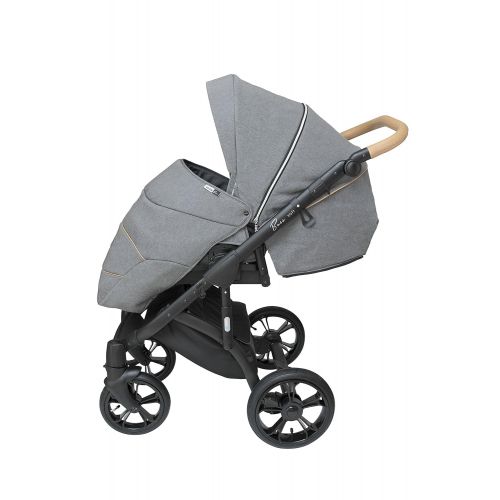  ROAN BASS Stroller with Bassinet and Reversible Seat 2-in-1 (Steely Gray)